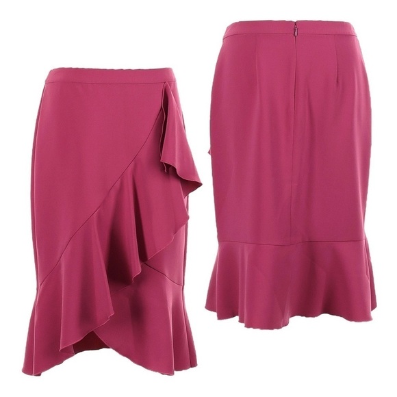 Ann Taylor Factory Ruffle Peplum Pink Flowy Midi Skirt Size 6 NWT - Picture 2 of 10